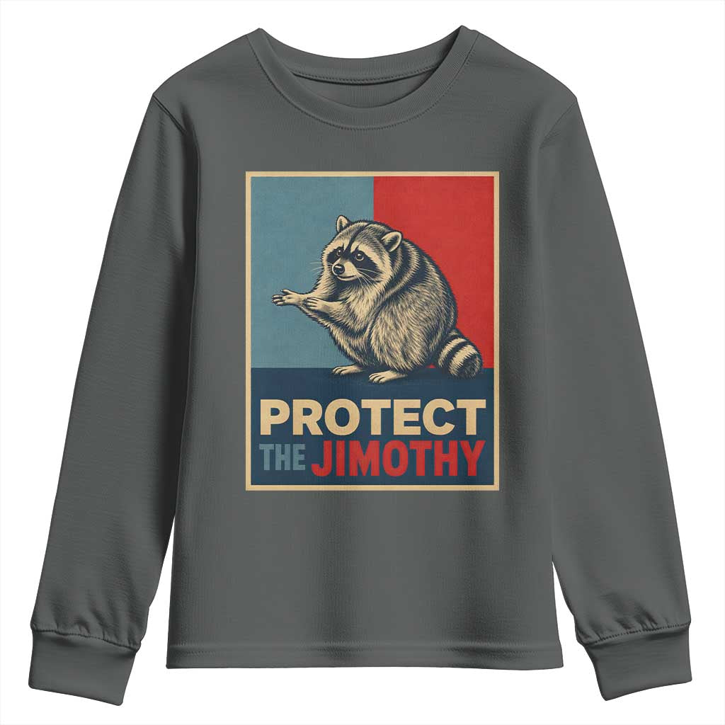 Protect The Jimothy Youth Sweatshirt Funny Retro Trash Panda Animal Lover Meme