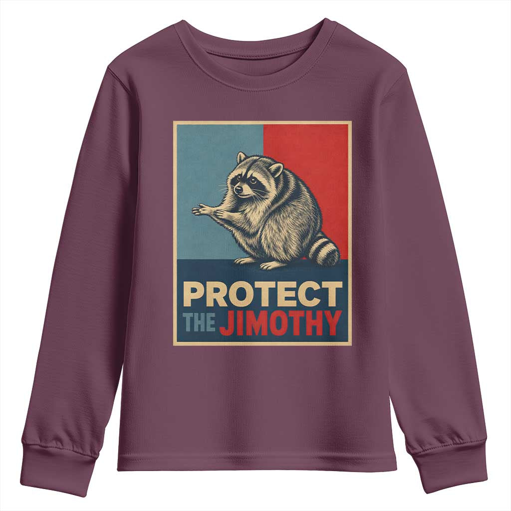 Protect The Jimothy Youth Sweatshirt Funny Retro Trash Panda Animal Lover Meme
