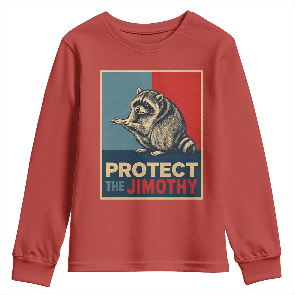 Protect The Jimothy Youth Sweatshirt Funny Retro Trash Panda Animal Lover Meme