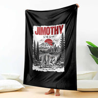 Jimothy The Raccoon Throw Blanket Seattle Skyline Mount Rainier Japanese Retro Vintage Art