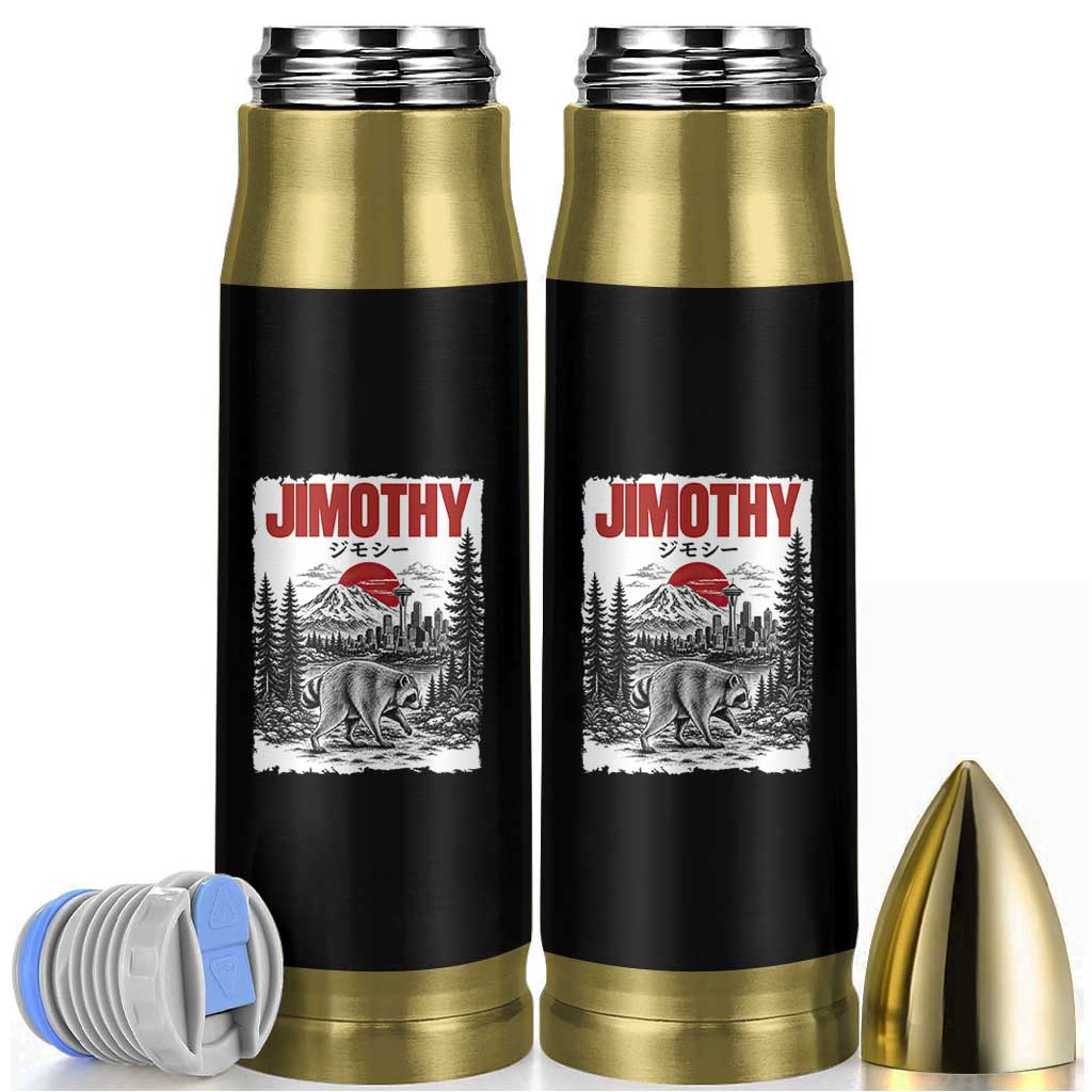 Jimothy The Raccoon Bullet Tumbler Seattle Skyline Mount Rainier Japanese Retro Vintage Art