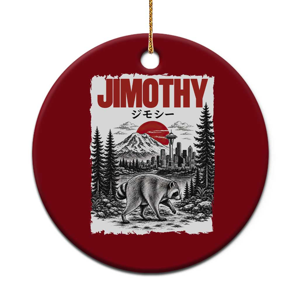 Jimothy The Raccoon Ceramic Ornament Seattle Skyline Mount Rainier Japanese Retro Vintage Art
