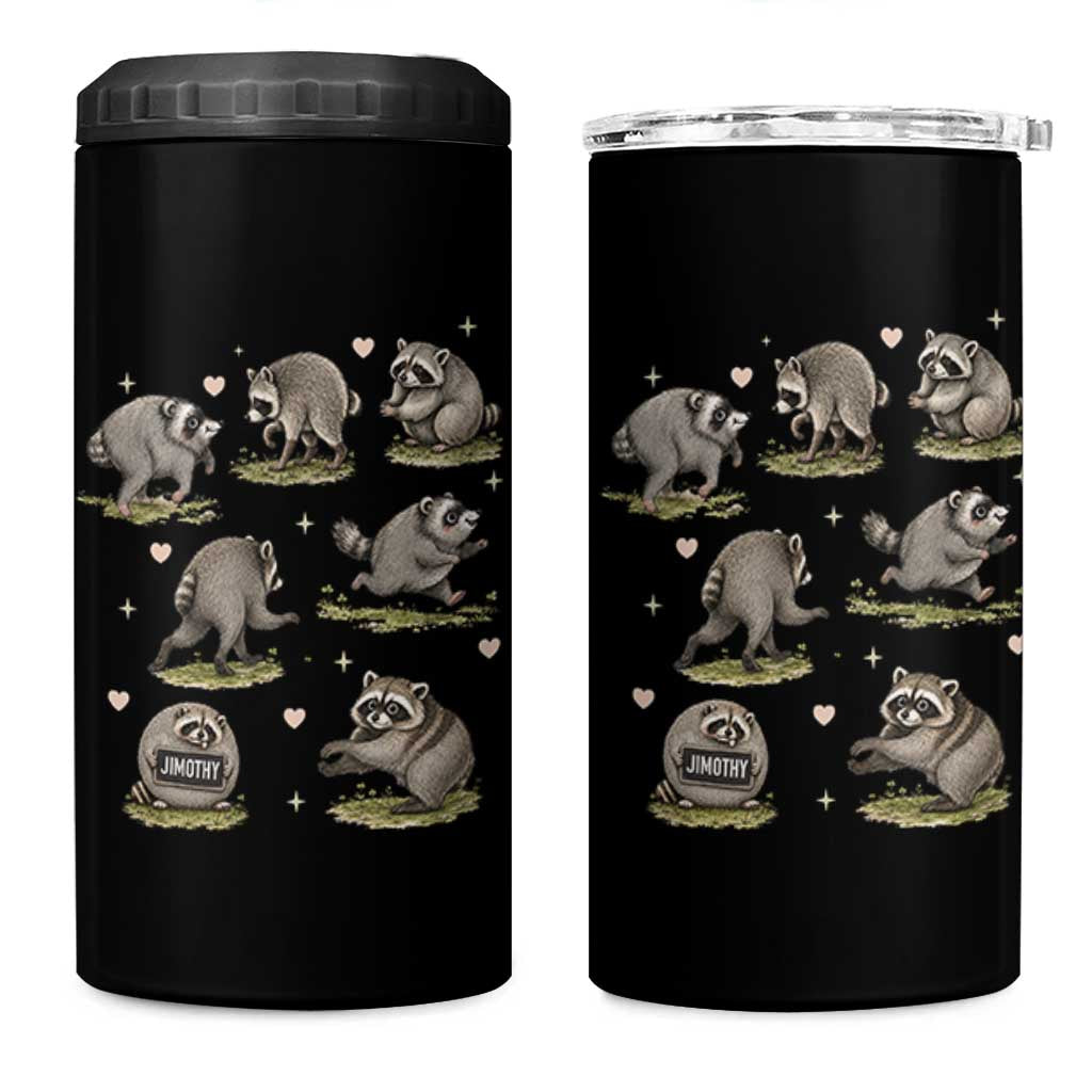 Cute Jimothy The Raccoon 4 in 1 Can Cooler Tumbler Viral Seattle Wildlife Trash Panda Gift