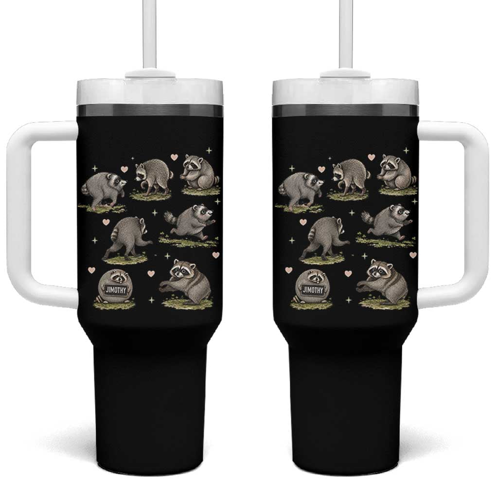Cute Jimothy The Raccoon Tumbler With Handle Viral Seattle Wildlife Trash Panda Gift