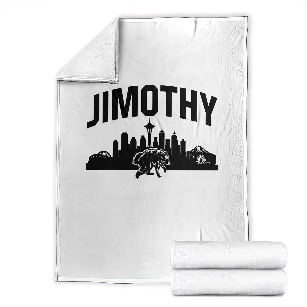 Jimothy The Raccoon Throw Blanket Seattle Space Needle Mount Rainier Landscape Art