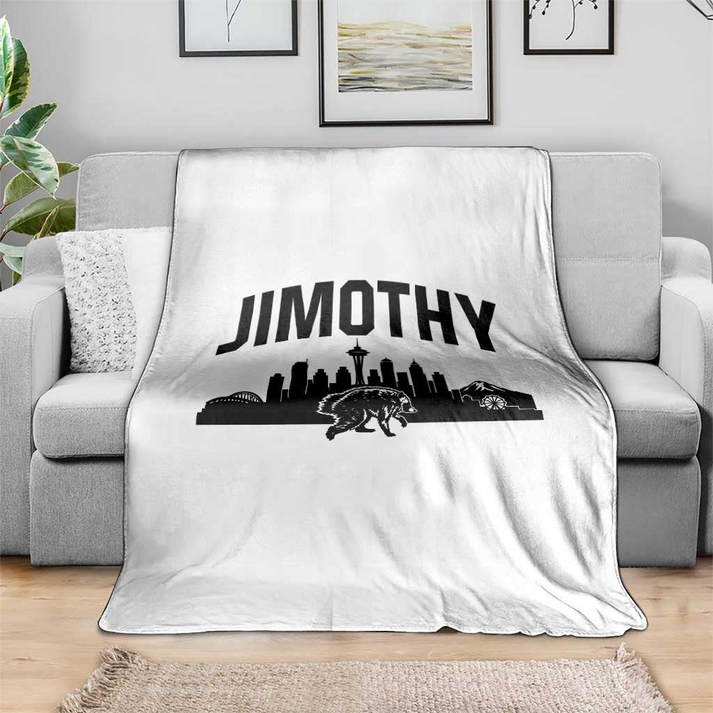 Jimothy The Raccoon Throw Blanket Seattle Space Needle Mount Rainier Landscape Art