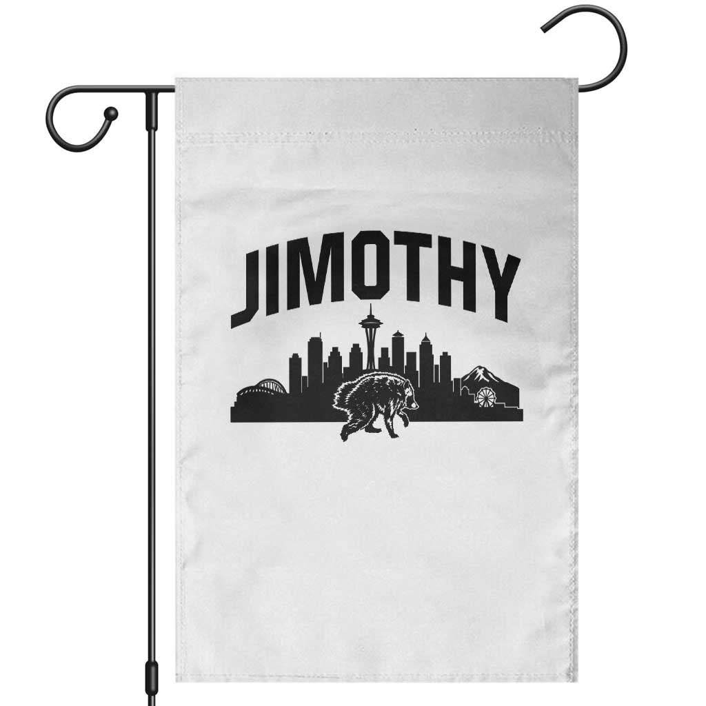 Jimothy The Raccoon Garden Flag Seattle Space Needle Mount Rainier Landscape Art