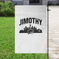 Jimothy The Raccoon Garden Flag Seattle Space Needle Mount Rainier Landscape Art