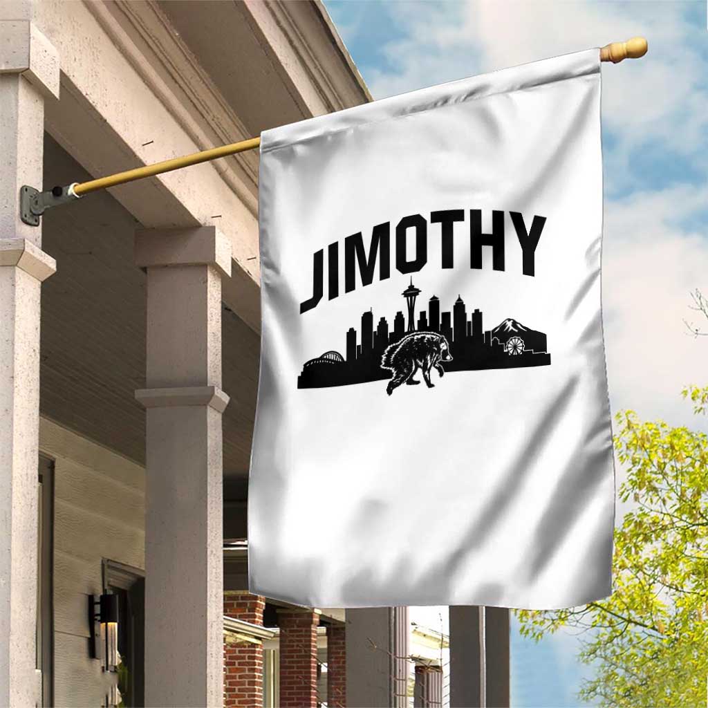 Jimothy The Raccoon Garden Flag Seattle Space Needle Mount Rainier Landscape Art