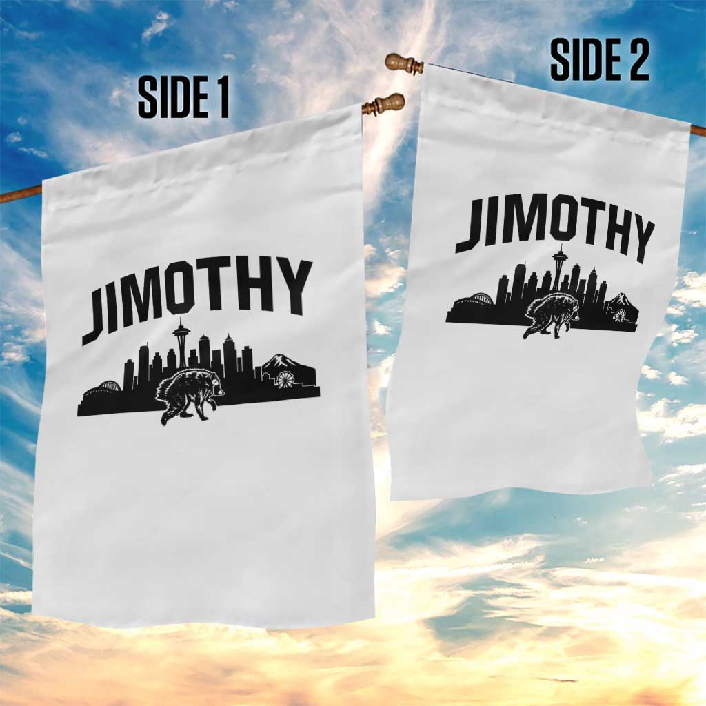 Jimothy The Raccoon Garden Flag Seattle Space Needle Mount Rainier Landscape Art