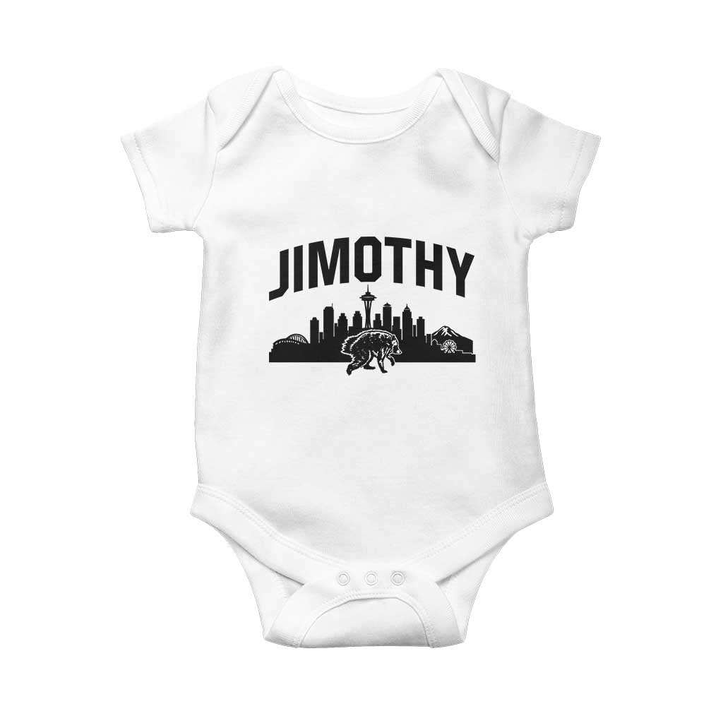 Jimothy The Raccoon Baby Onesie Seattle Space Needle Mount Rainier Landscape Art