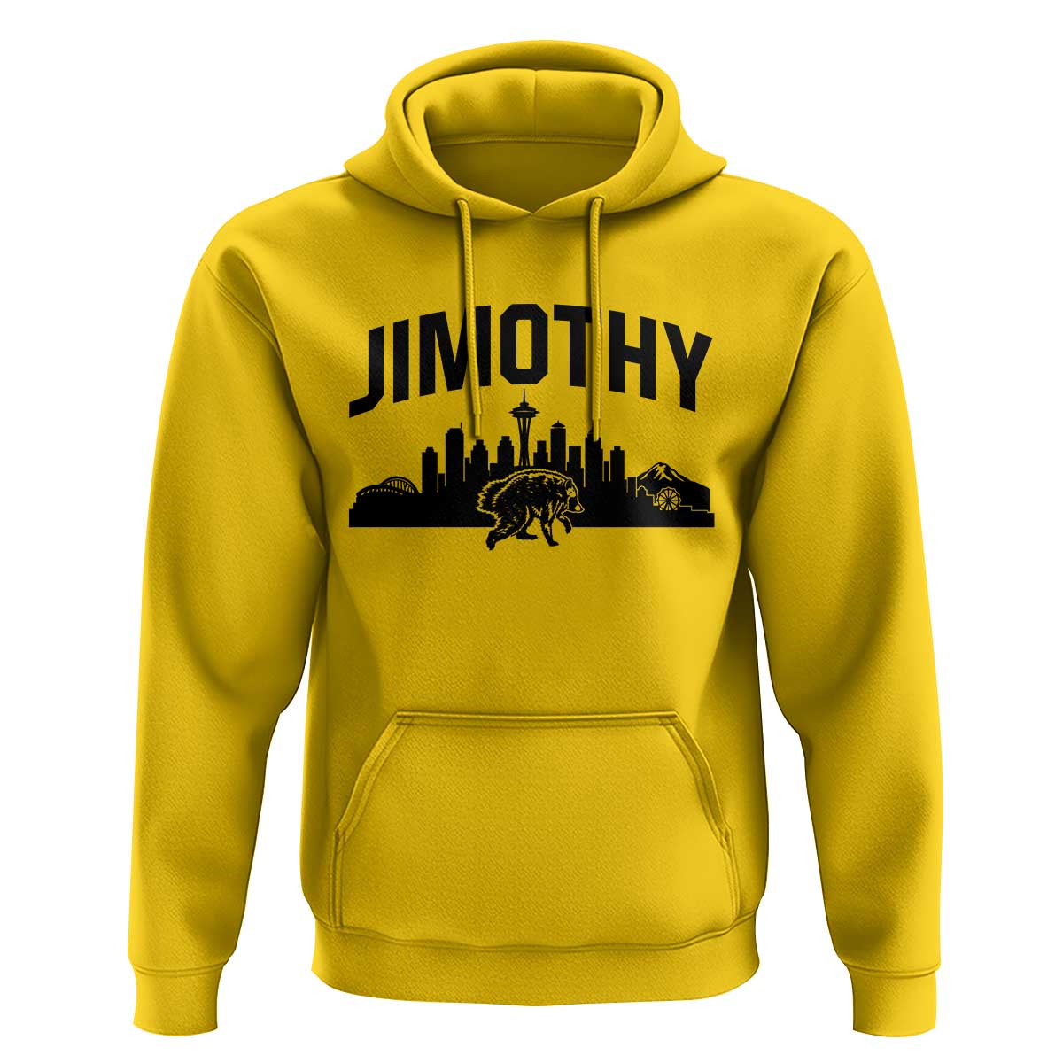 Jimothy The Raccoon Hoodie Seattle Space Needle Mount Rainier Landscape Art