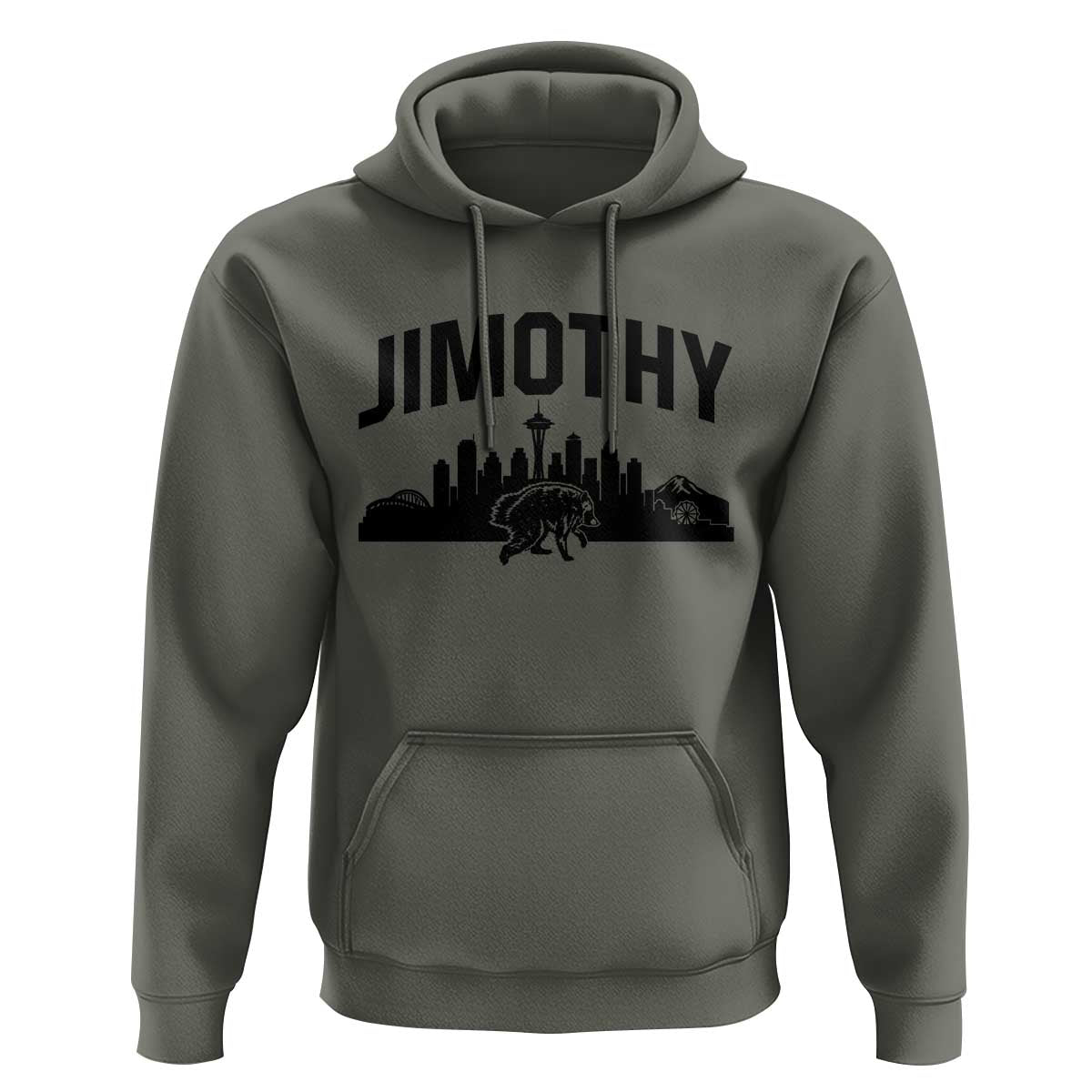 Jimothy The Raccoon Hoodie Seattle Space Needle Mount Rainier Landscape Art