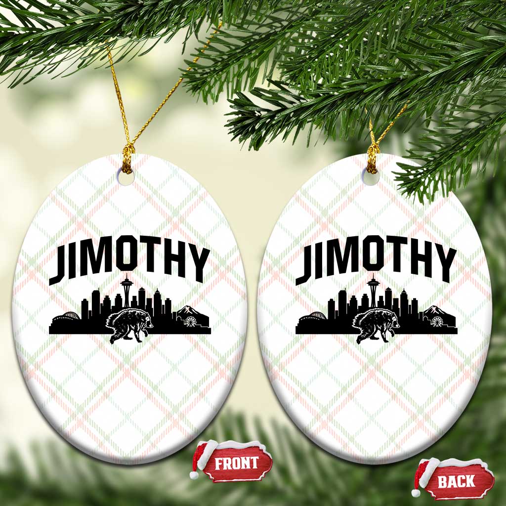 Jimothy The Raccoon Ceramic Ornament Seattle Space Needle Mount Rainier Landscape Art
