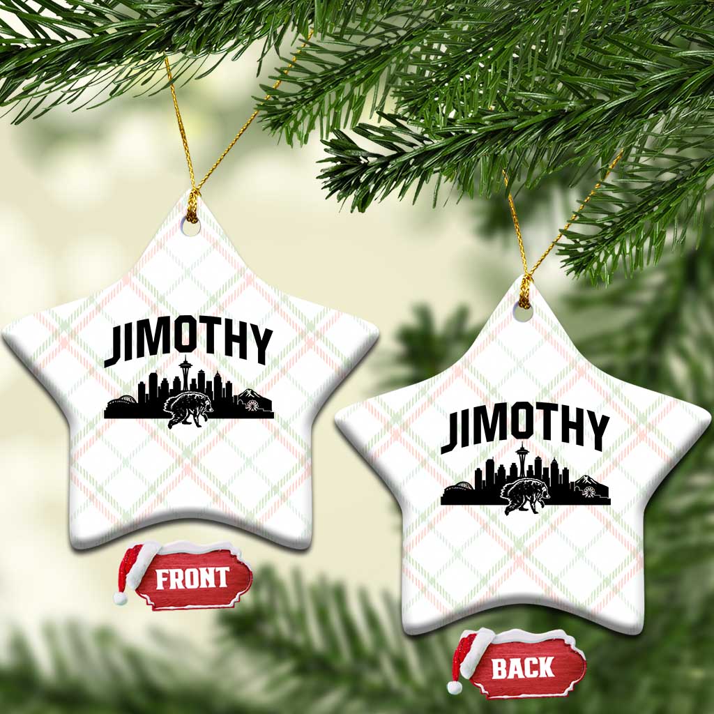 Jimothy The Raccoon Ceramic Ornament Seattle Space Needle Mount Rainier Landscape Art