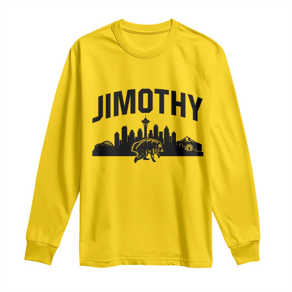 Jimothy The Raccoon Long Sleeve Shirt Seattle Space Needle Mount Rainier Landscape Art