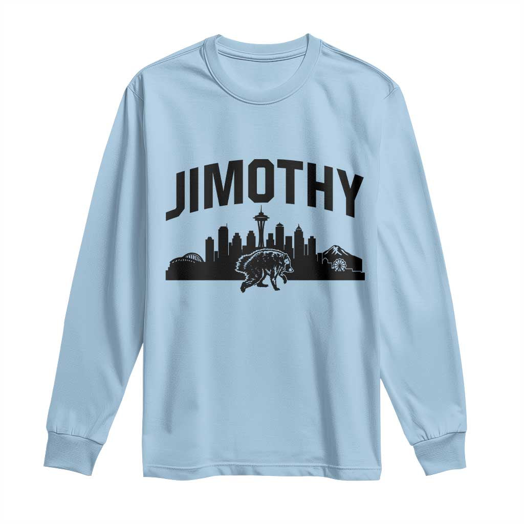Jimothy The Raccoon Long Sleeve Shirt Seattle Space Needle Mount Rainier Landscape Art