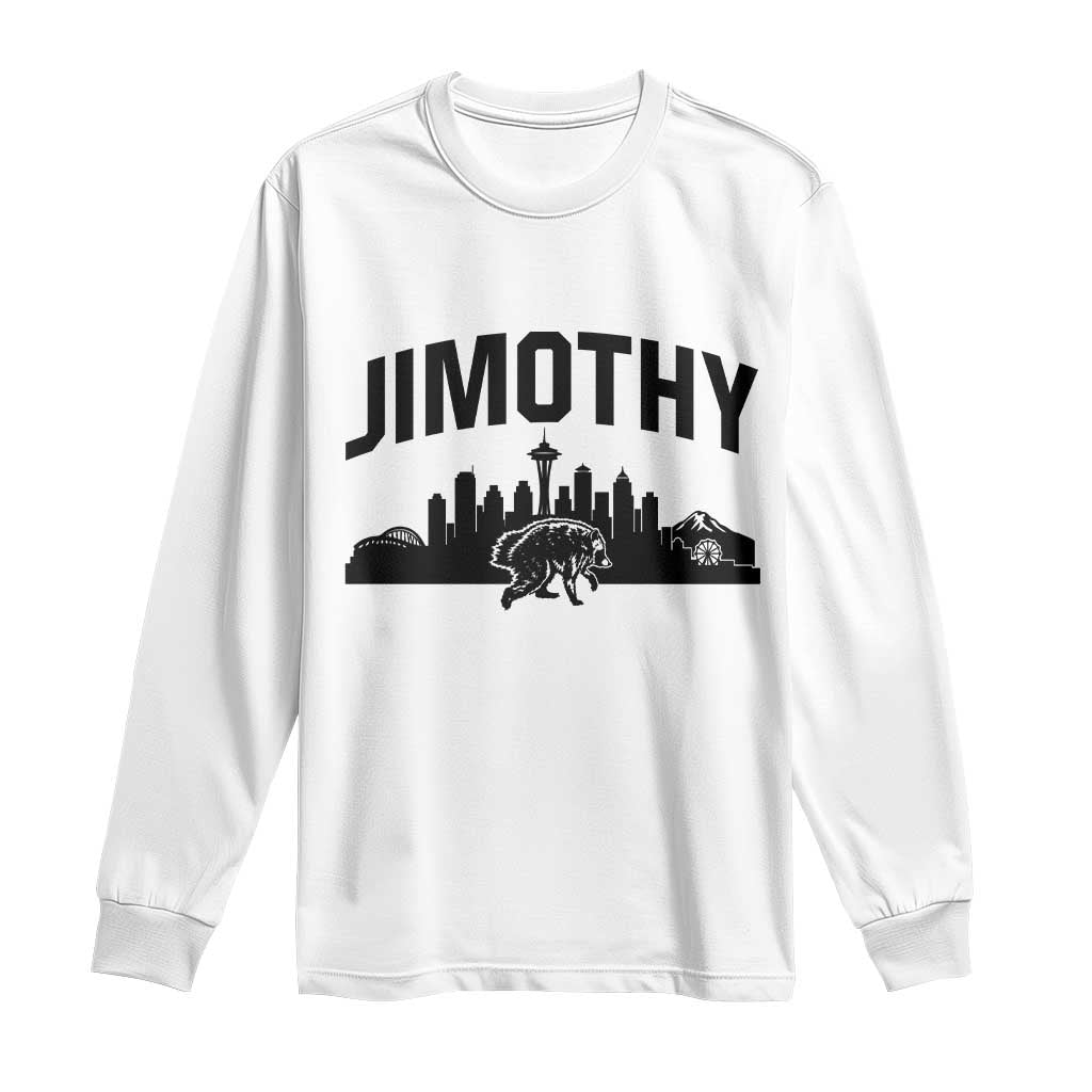 Jimothy The Raccoon Long Sleeve Shirt Seattle Space Needle Mount Rainier Landscape Art