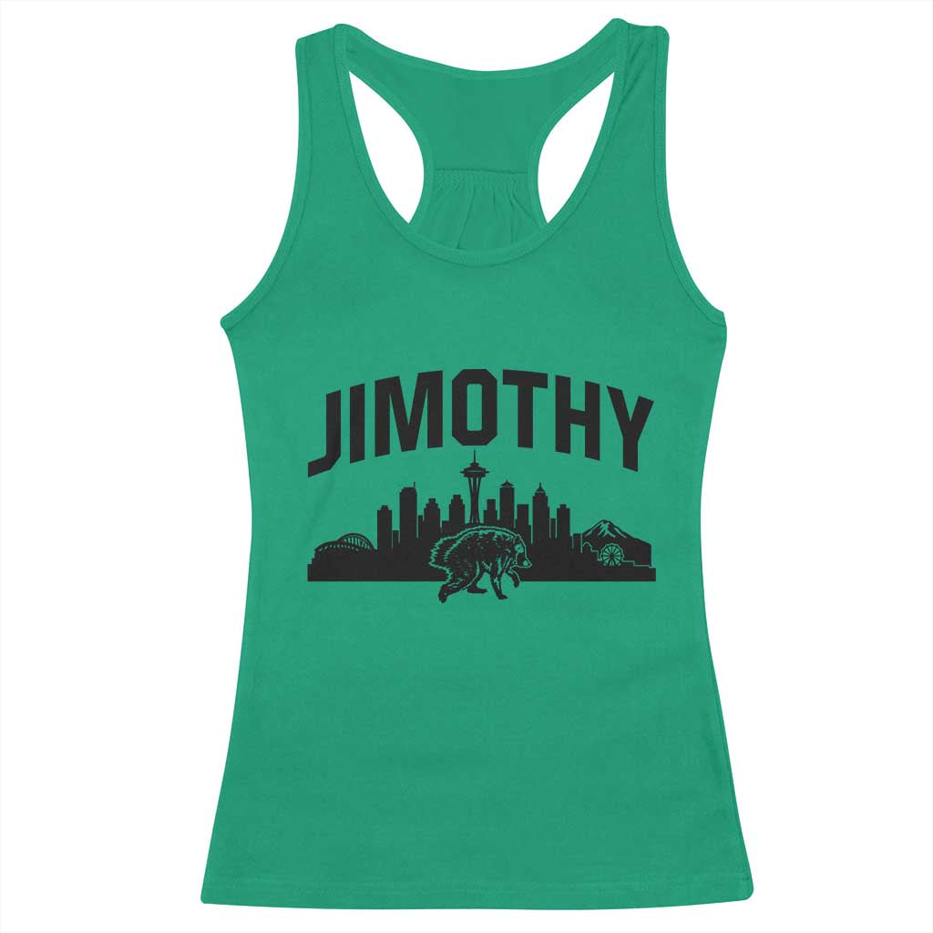 Jimothy The Raccoon Racerback Tank Top Seattle Space Needle Mount Rainier Landscape Art