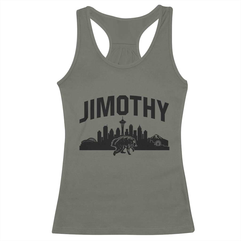 Jimothy The Raccoon Racerback Tank Top Seattle Space Needle Mount Rainier Landscape Art