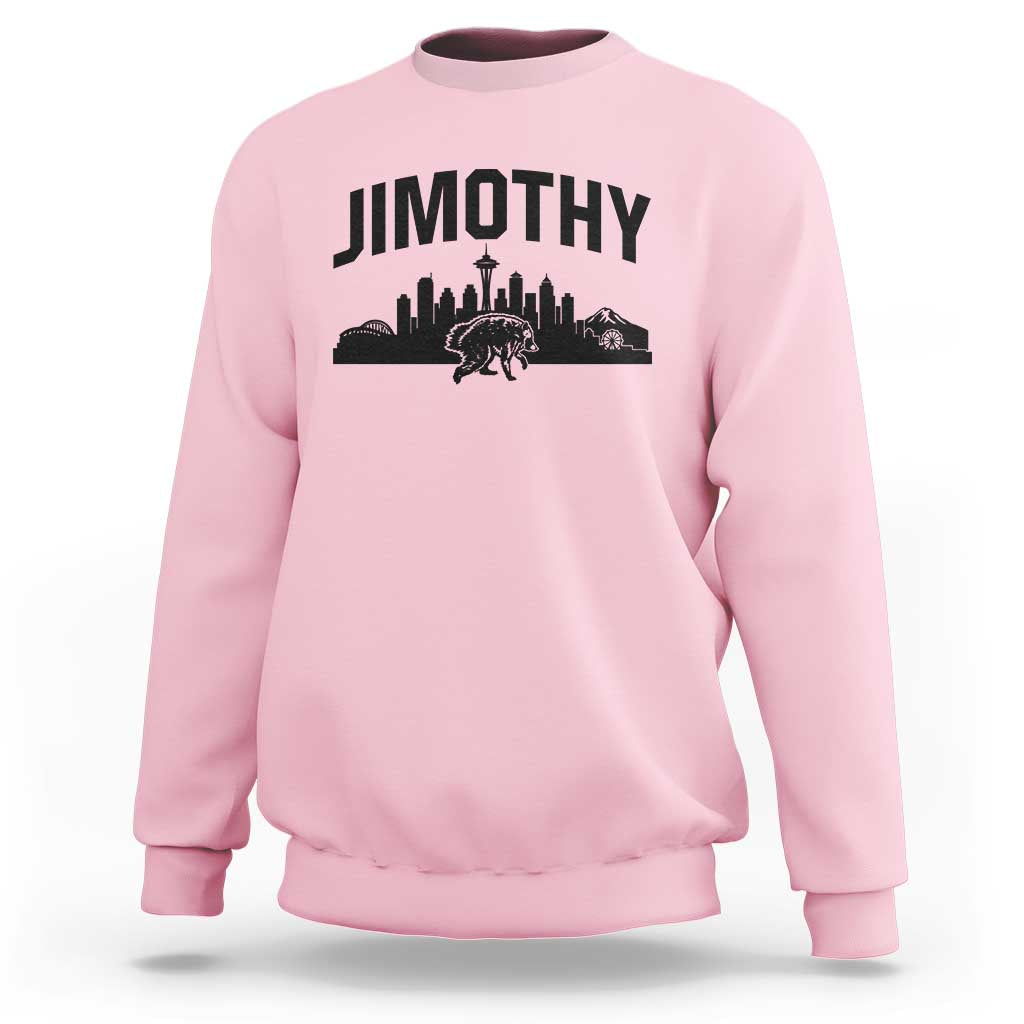 Jimothy The Raccoon Sweatshirt Seattle Space Needle Mount Rainier Landscape Art