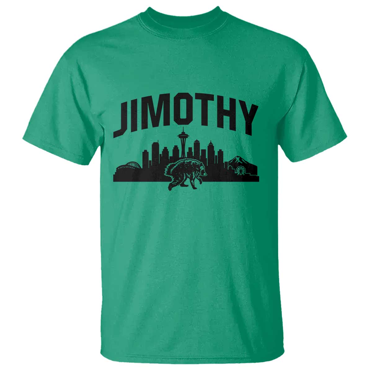 Jimothy The Raccoon T Shirt Seattle Space Needle Mount Rainier Landscape Art