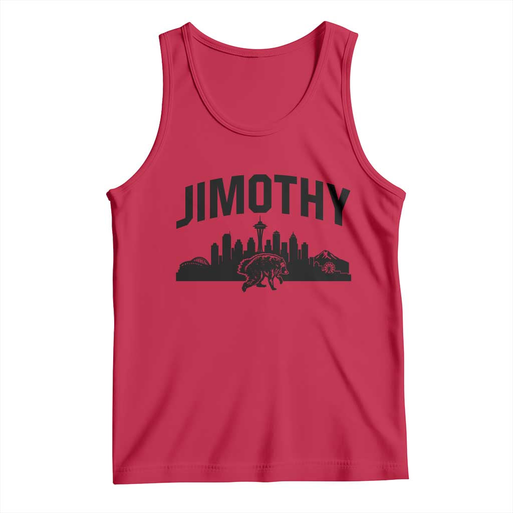 Jimothy The Raccoon Tank Top Seattle Space Needle Mount Rainier Landscape Art
