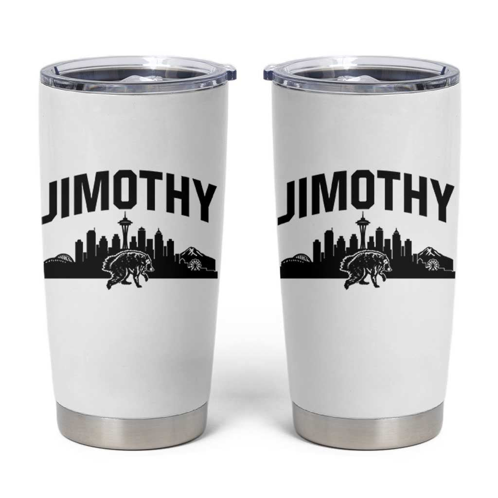 Jimothy The Raccoon Tumbler Cup Seattle Space Needle Mount Rainier Landscape Art