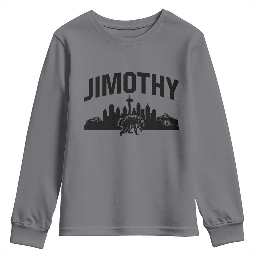 Jimothy The Raccoon Youth Sweatshirt Seattle Space Needle Mount Rainier Landscape Art