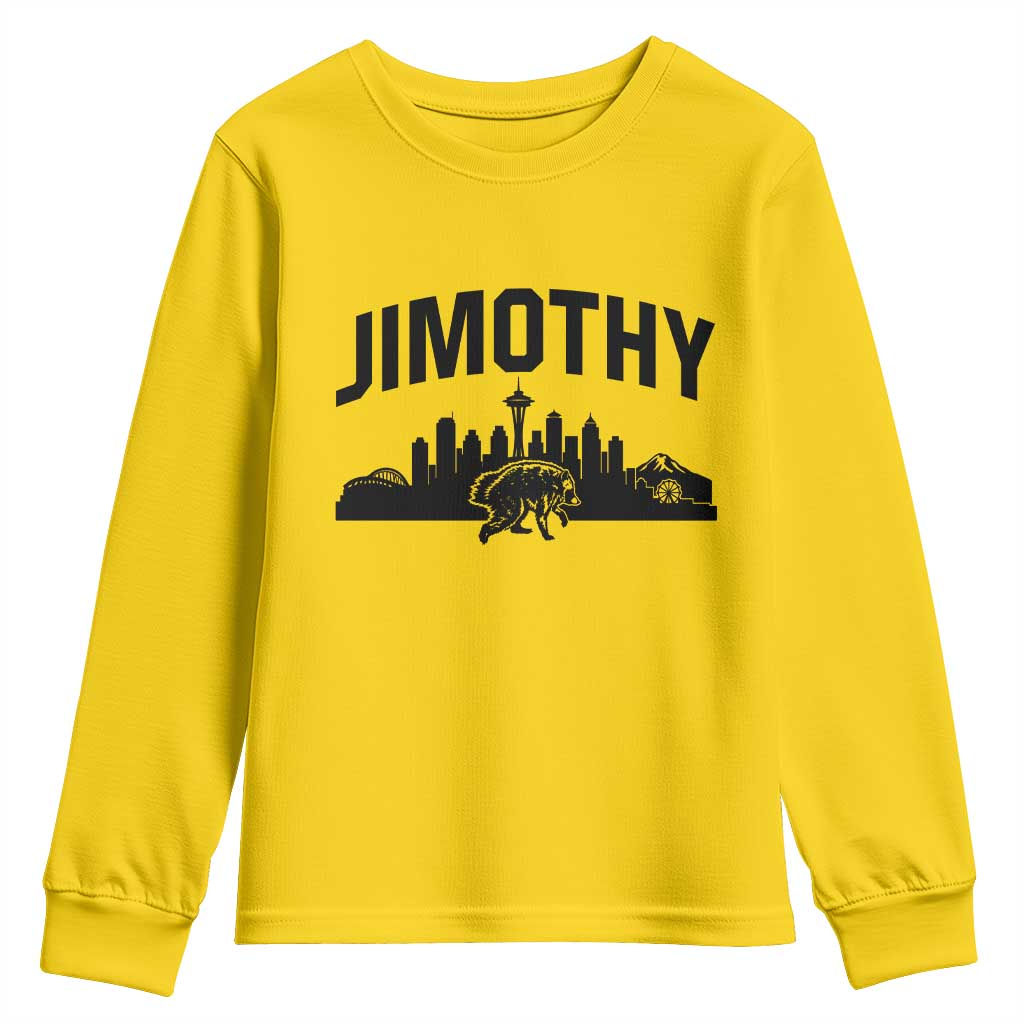 Jimothy The Raccoon Youth Sweatshirt Seattle Space Needle Mount Rainier Landscape Art