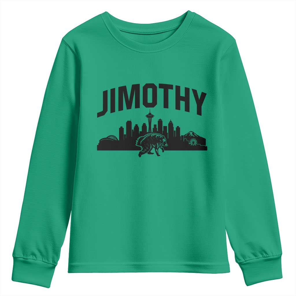 Jimothy The Raccoon Youth Sweatshirt Seattle Space Needle Mount Rainier Landscape Art