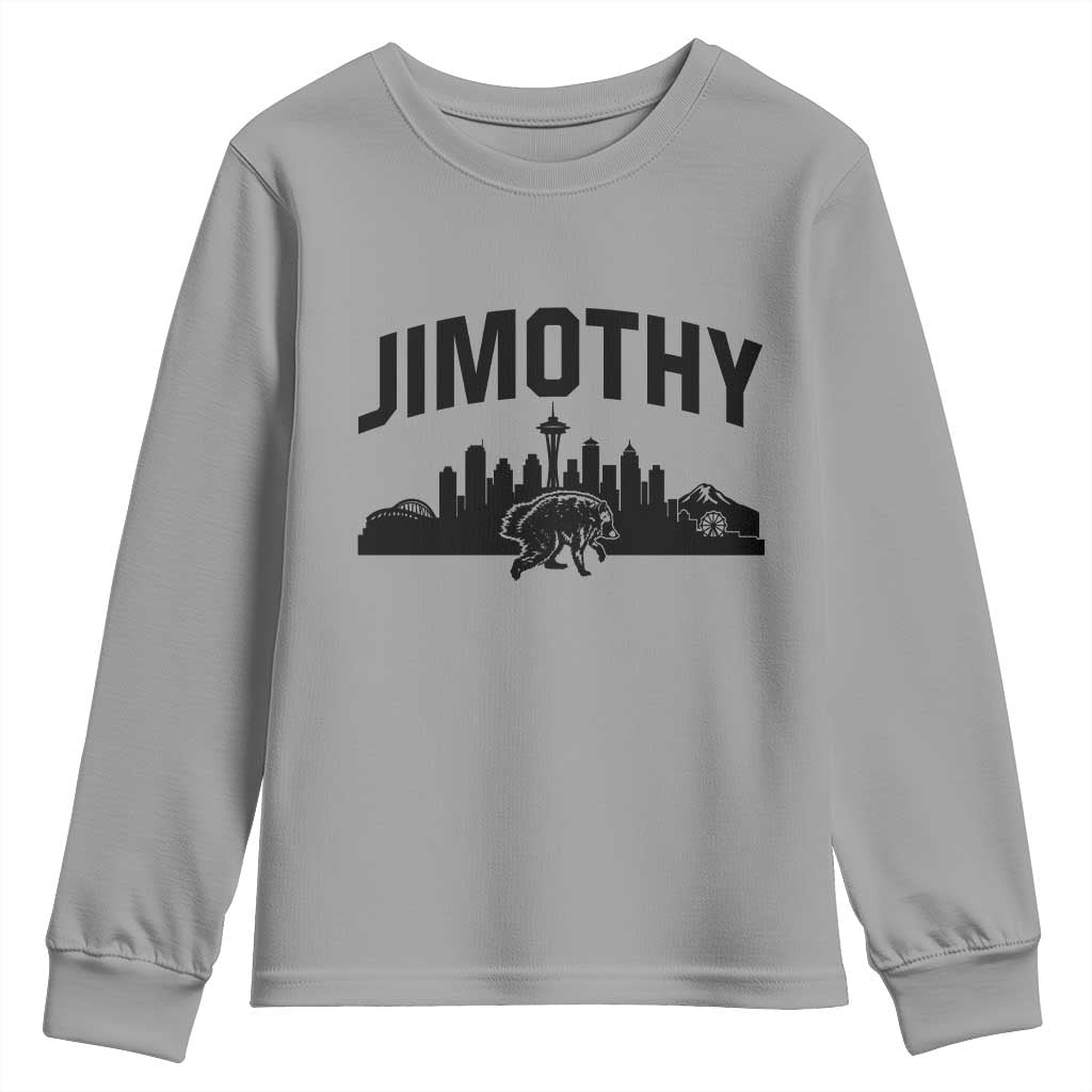 Jimothy The Raccoon Youth Sweatshirt Seattle Space Needle Mount Rainier Landscape Art