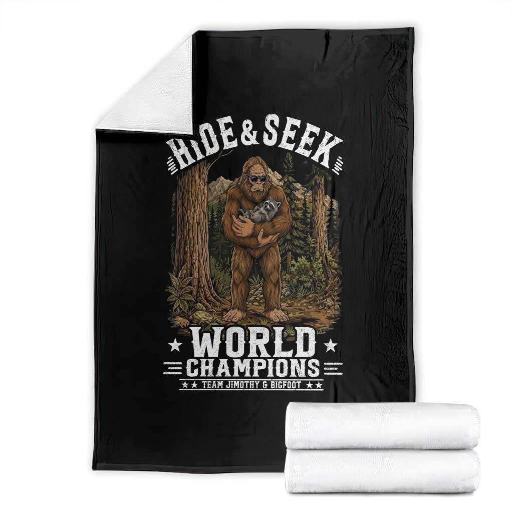 Bigfoot Jimothy The Raccoon Cryptid Animal Friendship Throw Blanket Hide And Seek World Champions