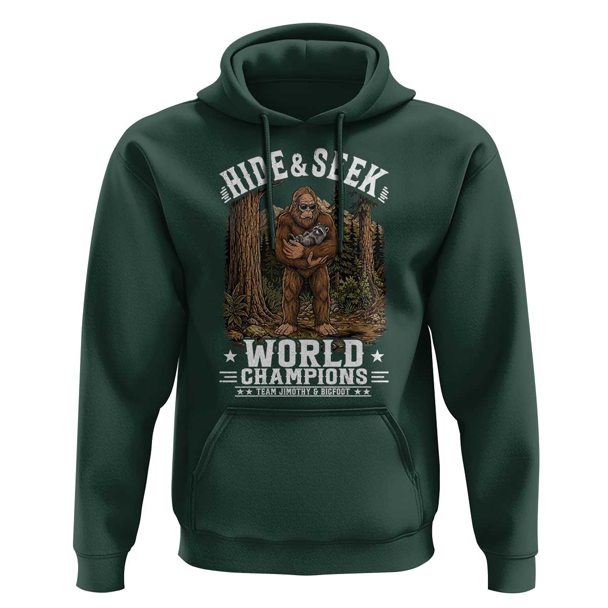 Bigfoot Jimothy The Raccoon Cryptid Animal Friendship Hoodie Hide And Seek World Champions
