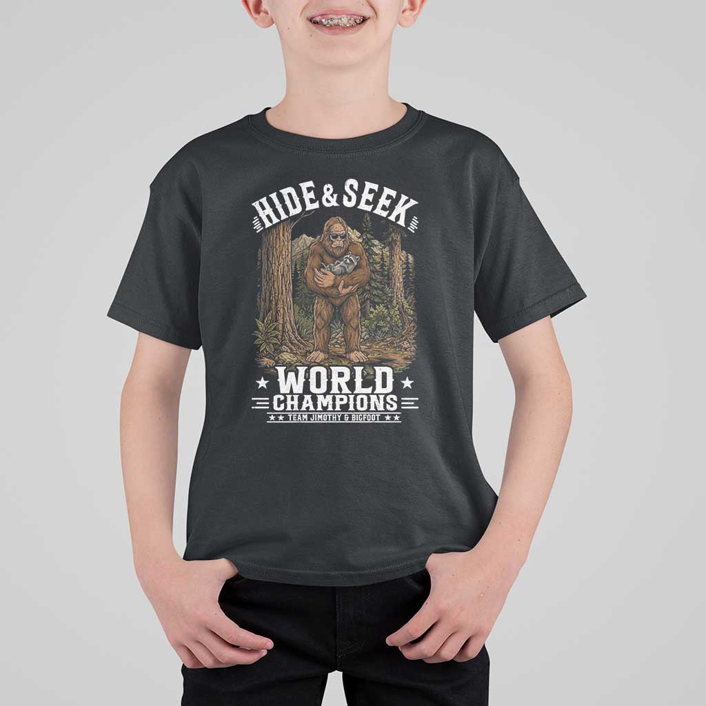 Bigfoot Jimothy The Raccoon Cryptid Animal Friendship T Shirt For Kid Hide And Seek World Champions