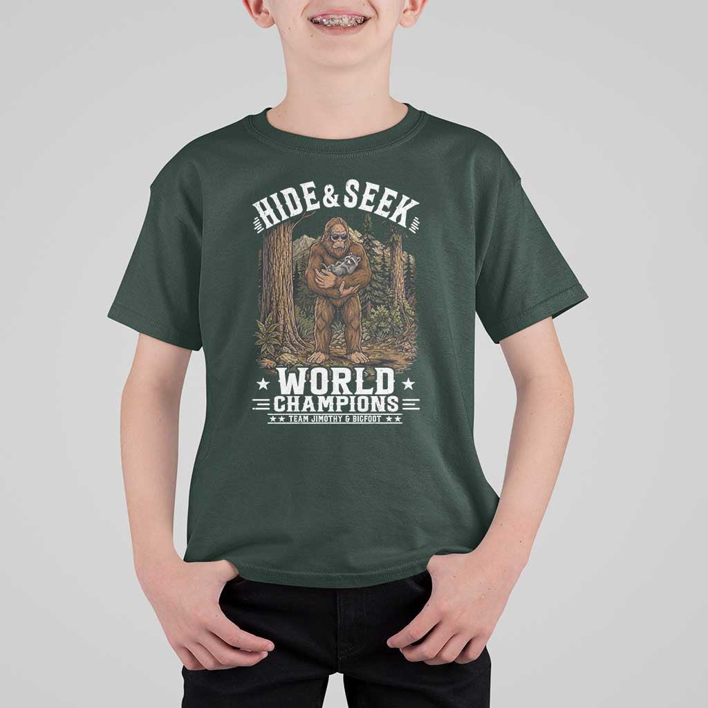 Bigfoot Jimothy The Raccoon Cryptid Animal Friendship T Shirt For Kid Hide And Seek World Champions