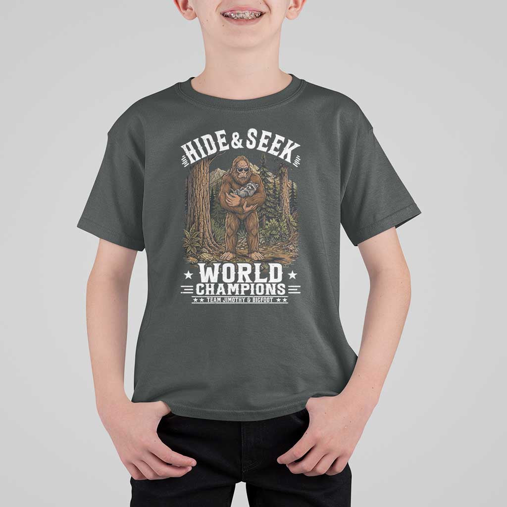 Bigfoot Jimothy The Raccoon Cryptid Animal Friendship T Shirt For Kid Hide And Seek World Champions