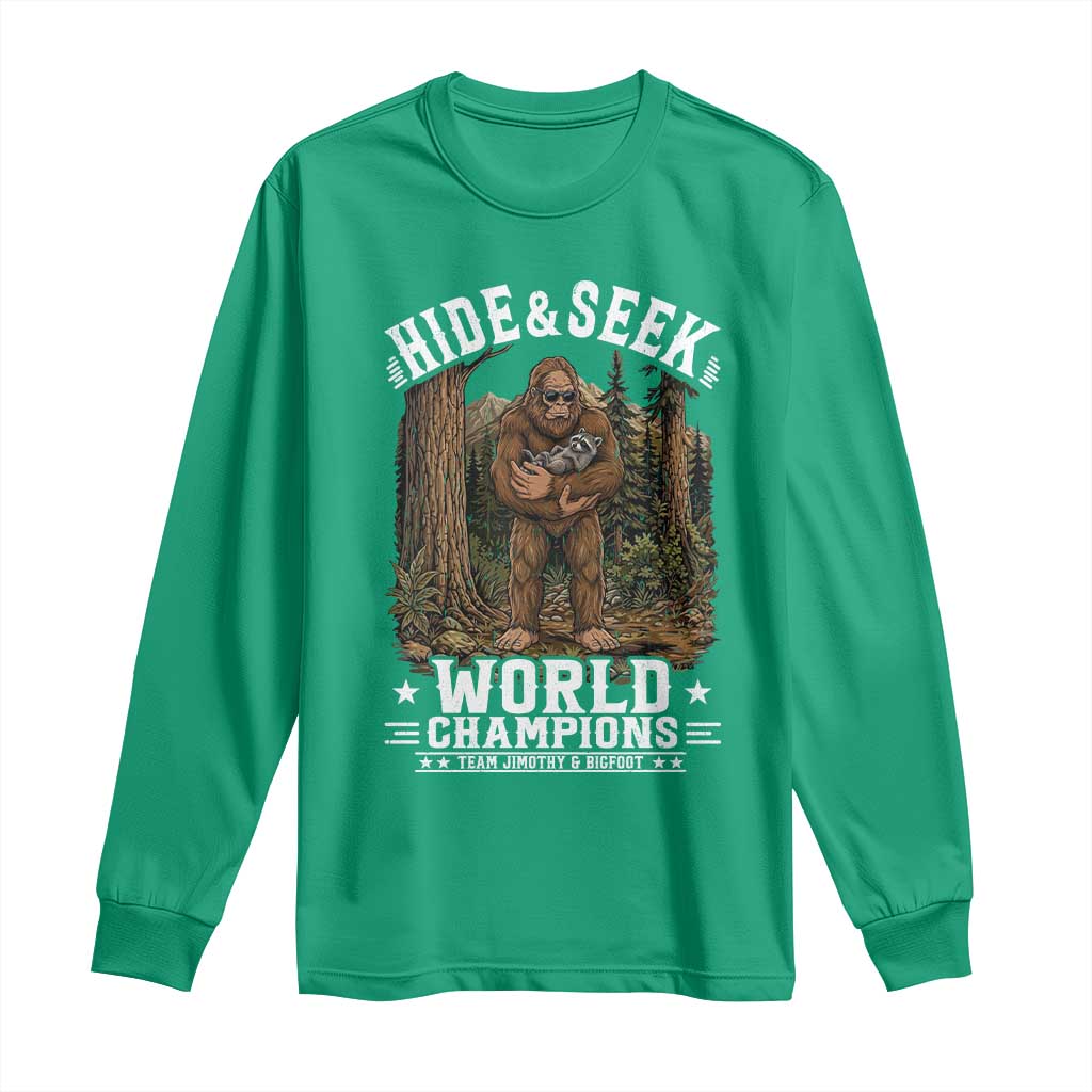 Bigfoot Jimothy The Raccoon Cryptid Animal Friendship Long Sleeve Shirt Hide And Seek World Champions