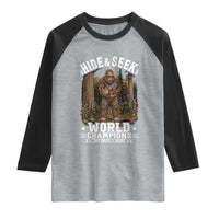 Bigfoot Jimothy The Raccoon Cryptid Animal Friendship Raglan Shirt Hide And Seek World Champions