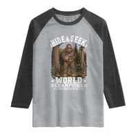 Bigfoot Jimothy The Raccoon Cryptid Animal Friendship Raglan Shirt Hide And Seek World Champions