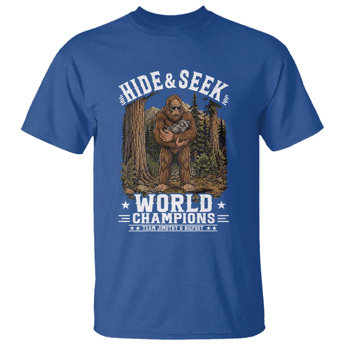 Bigfoot Jimothy The Raccoon Cryptid Animal Friendship T Shirt Hide And Seek World Champions