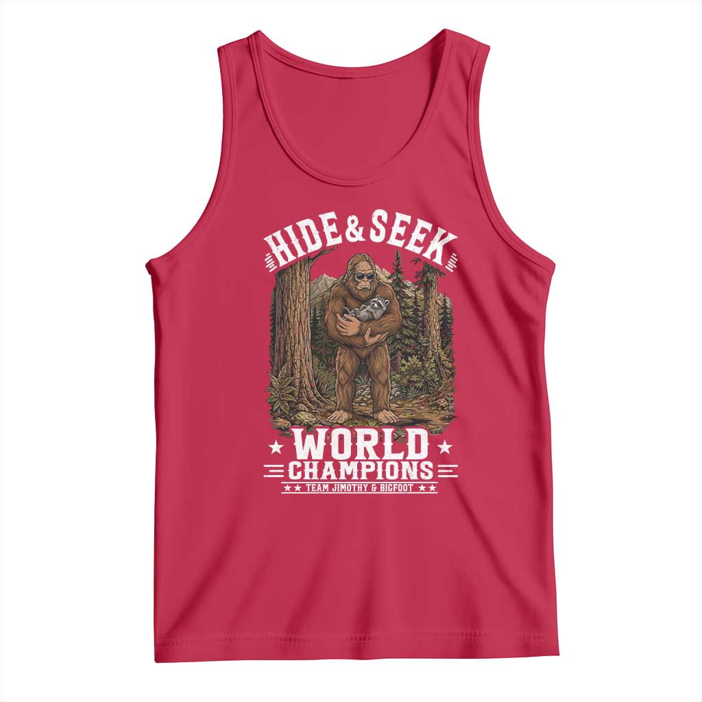 Bigfoot Jimothy The Raccoon Cryptid Animal Friendship Tank Top Hide And Seek World Champions