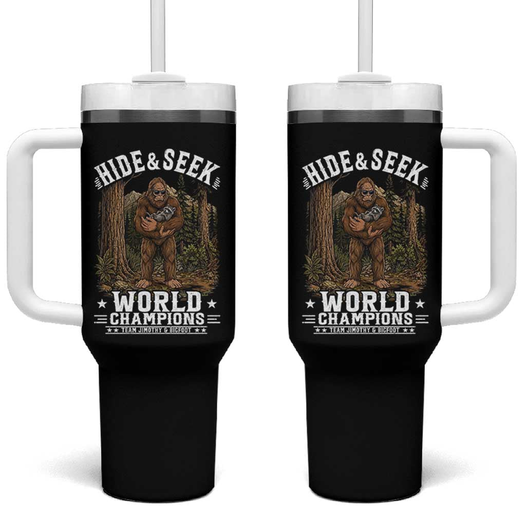Bigfoot Jimothy The Raccoon Cryptid Animal Friendship Tumbler With Handle Hide And Seek World Champions