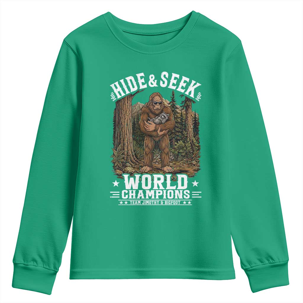 Bigfoot Jimothy The Raccoon Cryptid Animal Friendship Youth Sweatshirt Hide And Seek World Champions