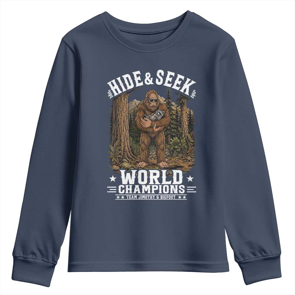Bigfoot Jimothy The Raccoon Cryptid Animal Friendship Youth Sweatshirt Hide And Seek World Champions