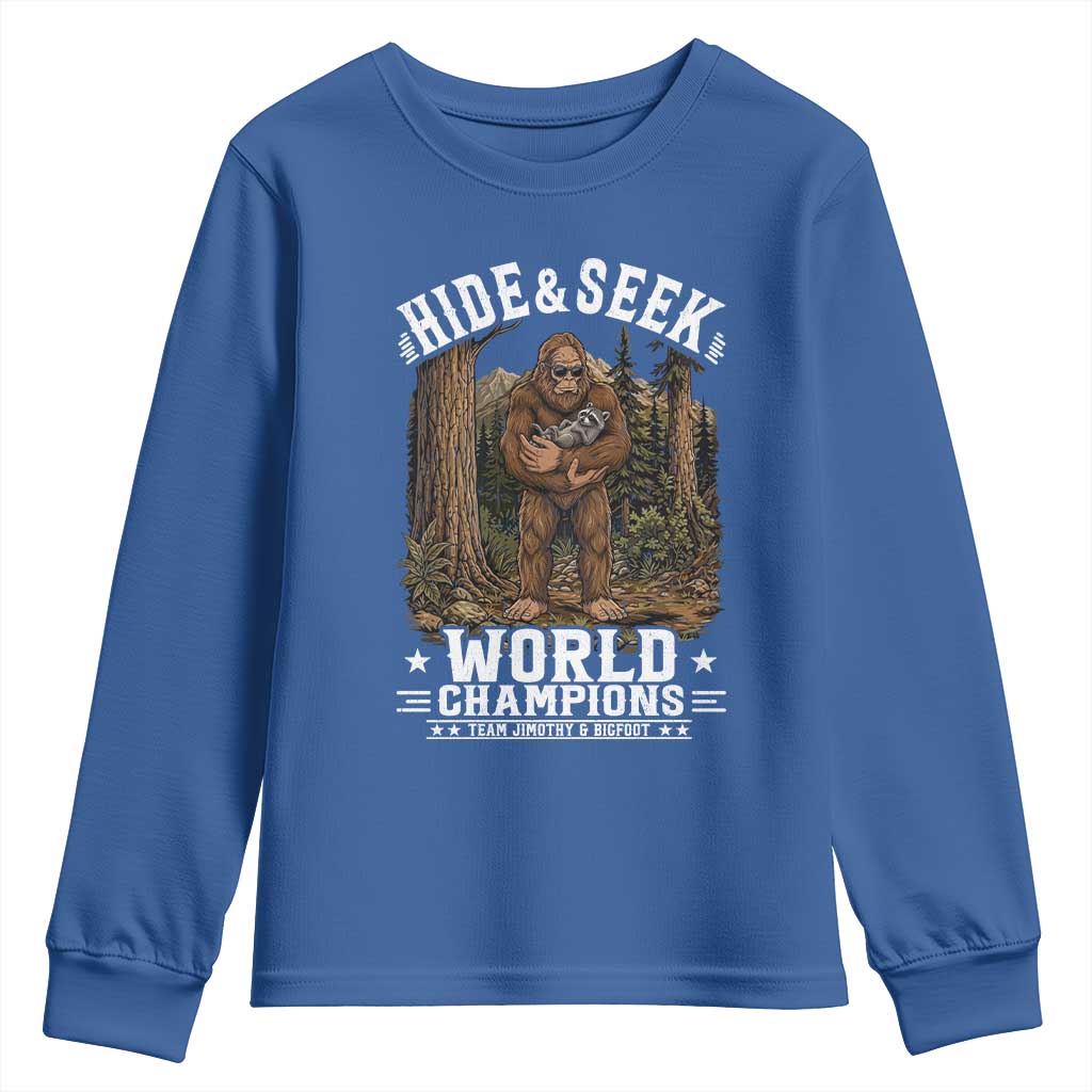 Bigfoot Jimothy The Raccoon Cryptid Animal Friendship Youth Sweatshirt Hide And Seek World Champions