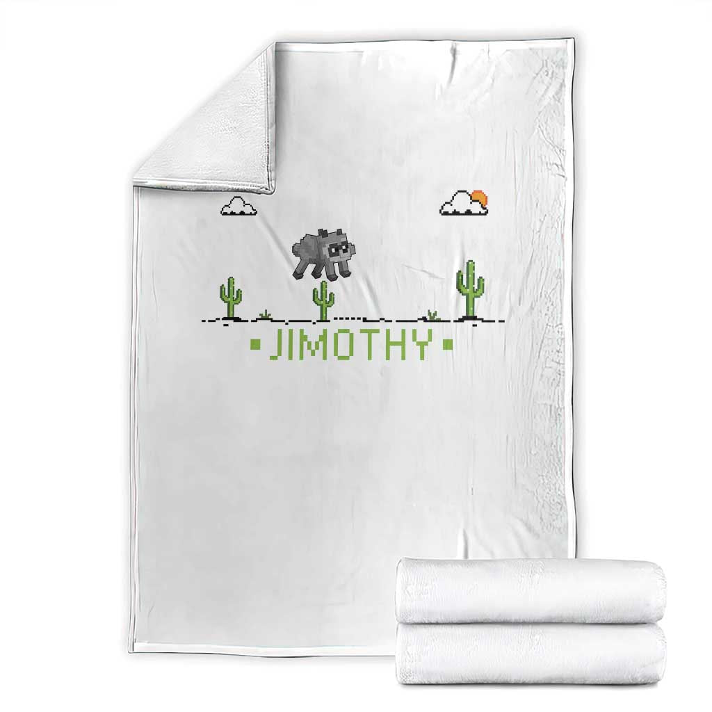 Funny Jimothy The Raccoon Throw Blanket Pixel Art Retro Gaming Trash Panda Meme