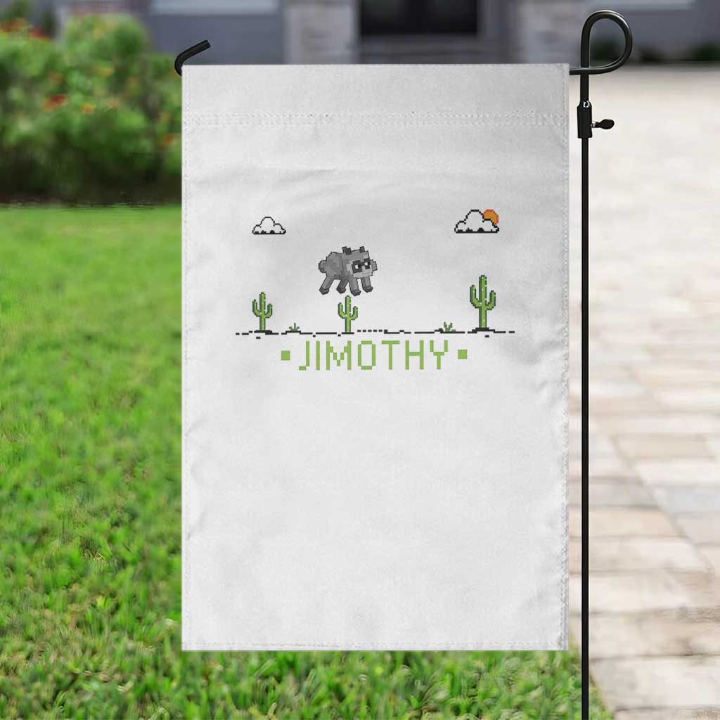 Funny Jimothy The Raccoon Garden Flag Pixel Art Retro Gaming Trash Panda Meme