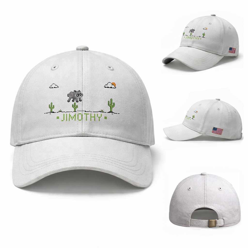 Funny Jimothy The Raccoon Baseball Cap Pixel Art Retro Gaming Trash Panda Meme