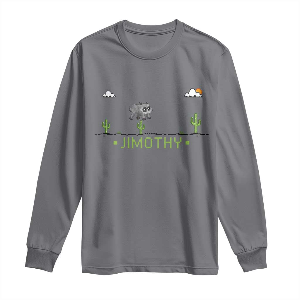 Funny Jimothy The Raccoon Long Sleeve Shirt Pixel Art Retro Gaming Trash Panda Meme